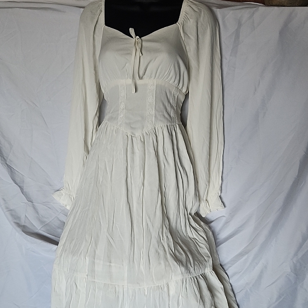 White/Cream/Ivory Long Sleeve Corset Dress